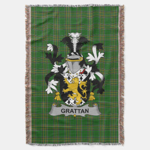 Irish Grattan or McGrattan Coat of Arms Family Cr Throw Blanket