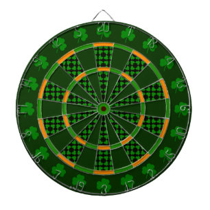 Irish Green and Orange Shamrock Design Dart Board