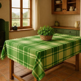 Irish Green and White Plaid  Tablecloth