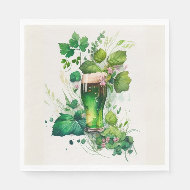 Irish Green Beer In Ivy Napkins (Front)