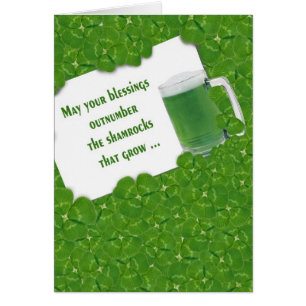 Irish Green Beer In Shamrocks Cards