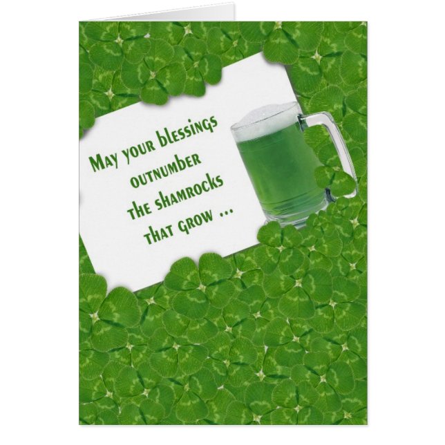 Irish Green Beer In Shamrocks Cards (Front)