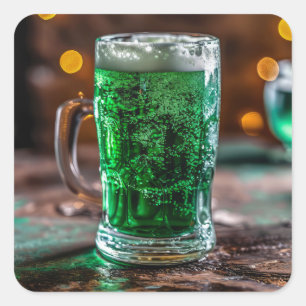 Irish Green Beer Square Sticker