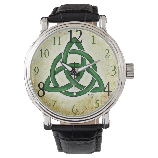 Irish Green Celtic Knot Men's Watch (Front)