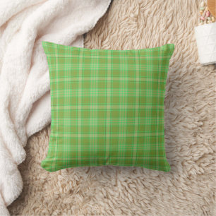 Irish Green Check Plaid pattern Throw Pillow
