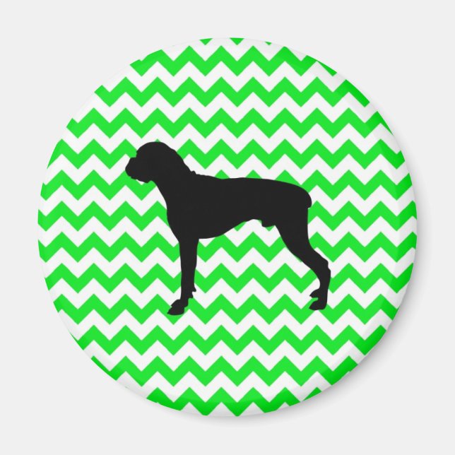 Irish Green Chevron with Boxer Silhouette Magnet (Front)