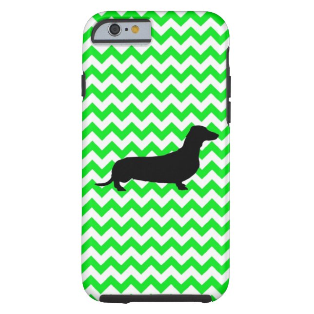 Irish Green Chevron with Dachshund Case-Mate iPhone Case (Back)