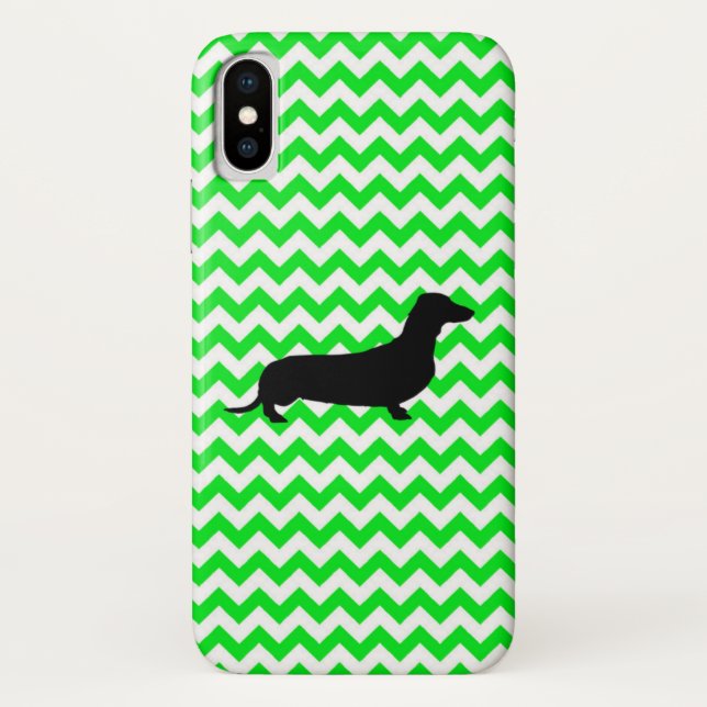 Irish Green Chevron with Dachshund Case-Mate iPhone Case (Back)
