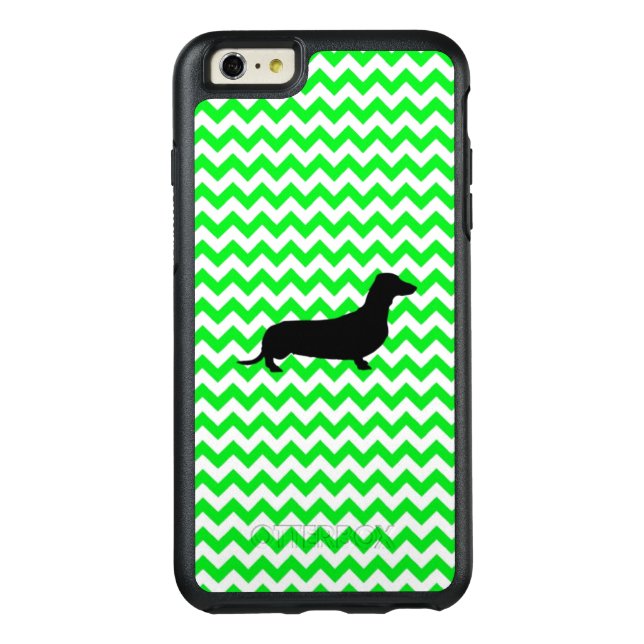Irish Green Chevron with Dachshund Otterbox iPhone Case (Back)