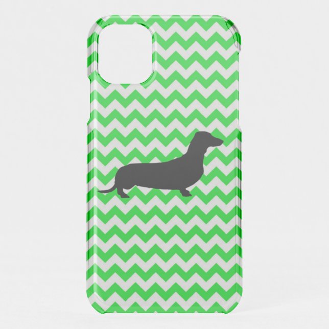 Irish Green Chevron with Dachshund Uncommon iPhone Case (Back)