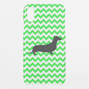 Irish Green Chevron with Dachshund iPhone XR Case