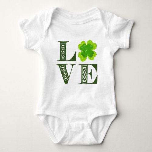 Irish Green Clover Shamrock Celtic Knot LOVE Baby Bodysuit