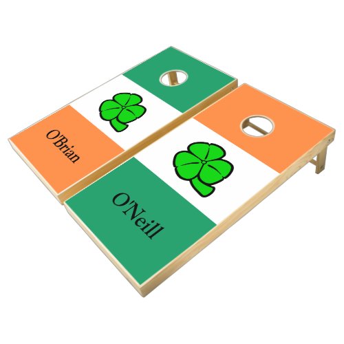 Irish Green Clover Shamrock Saint Patrick Leaves Cornhole Set