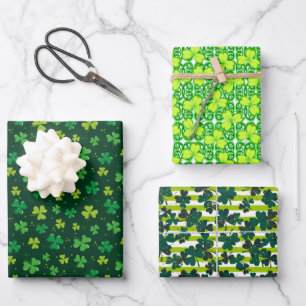 Irish Green Clover Wrapping Paper Sheets
