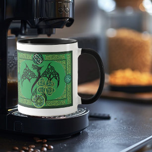 Irish Green Dragon Celtic Mug