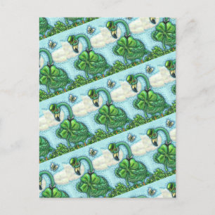 IRISH GREEN FLAMINGO, CUTE HAPPY ST. PATRICK'S DAY HOLIDAY POSTCARD