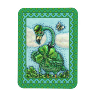 IRISH GREEN FLAMINGO, CUTE HAPPY ST. PATRICK'S DAY MAGNET