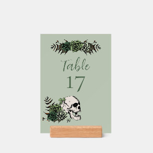Irish Green Floral Skull Wedding Table Number Card Holder