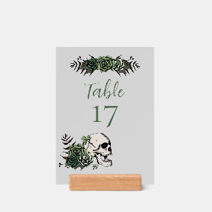 Irish Green Floral Skull Wedding Table Number Card Holder