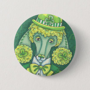 IRISH GREEN FRENCH POODLE, DOG BUTTON Round
