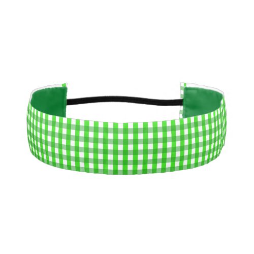 Irish Green Gingham Plaid Patterned Athletic Headband