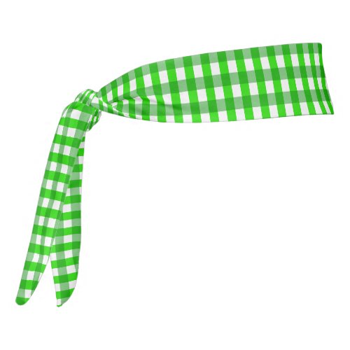Irish Green Gingham Plaid Patterned Tie Headband