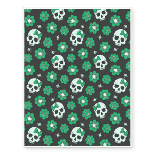 Irish Green Goth Skulls Temporary Tattoos