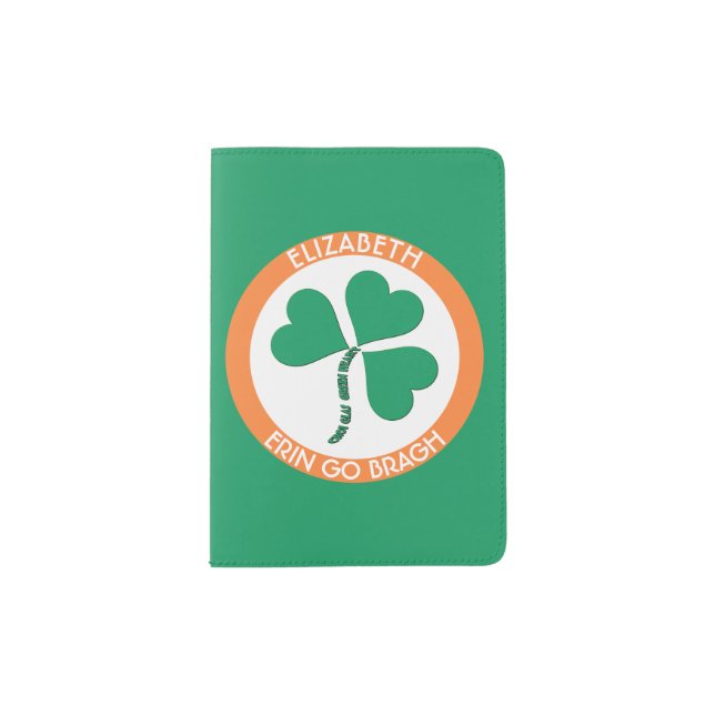 Irish Green Heart Erin Go Bragh Ireland Forever Passport Holder (Front)