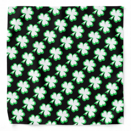 Irish Green Laced Clover Black Bandana