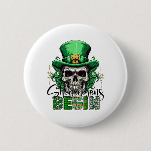 Irish Green Let The Shenanigans Begin Retro St Pat Button