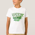 Irish Green Lucky Saurus Rex Tee, Kids Dinosaur  T-Shirt