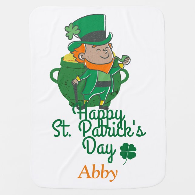 Irish green lucky Shamrock  St. Patrick's Day  Baby Blanket (Front)