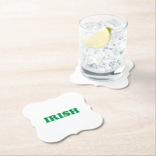 Irish Green modern typography Saint Patrick's Day Paper Coaster