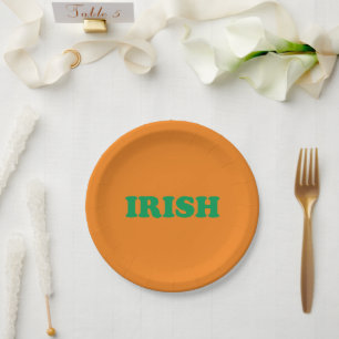 Irish green orange modern Saint Patrick's Day Paper Plates