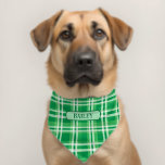 Irish Green Plaid  Personalized Pet Bandana Collar<br><div class="desc">Dress up your best friend in this fun bandana for St. Patrick's Day or have him wear it year round. It features a pretty dark green medium green and white plaid. There is a banner for you to personalize it with their name using the simple template provided. The bandana has...</div>