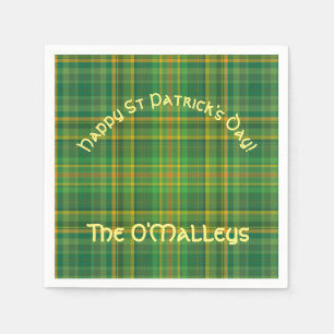 Irish Green Plaid (Tartan) Custom Napkins