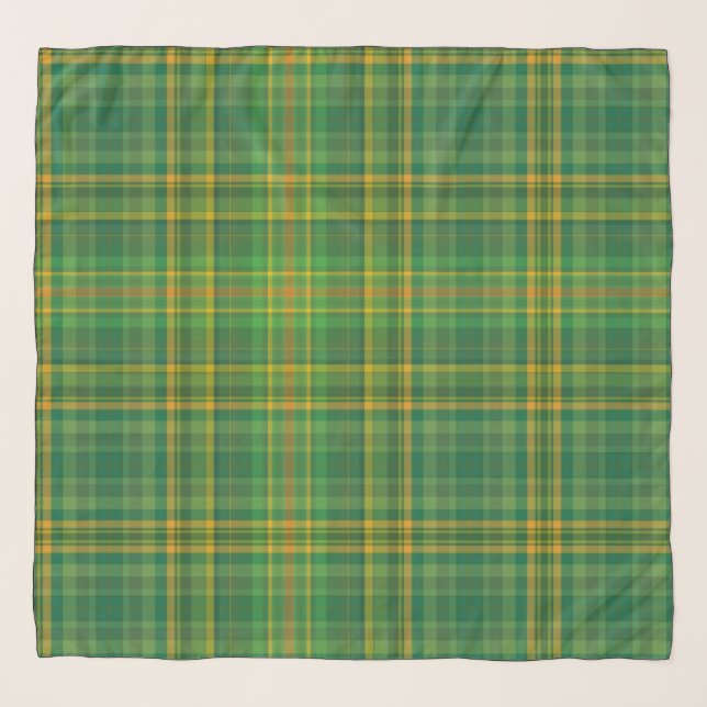 Irish Green Plaid (Tartan) Custom Scarf (Front)
