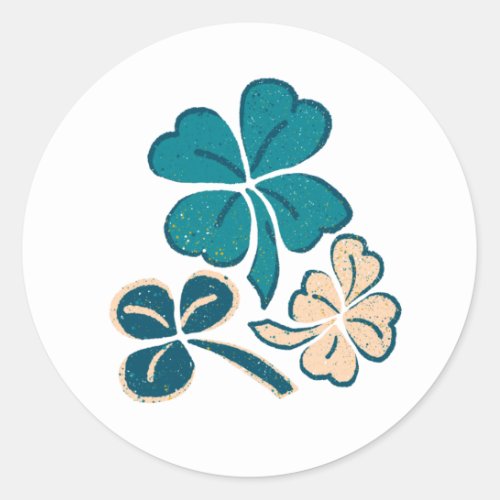 Irish Green Shamrock Clover Drawing  Classic Round Sticker