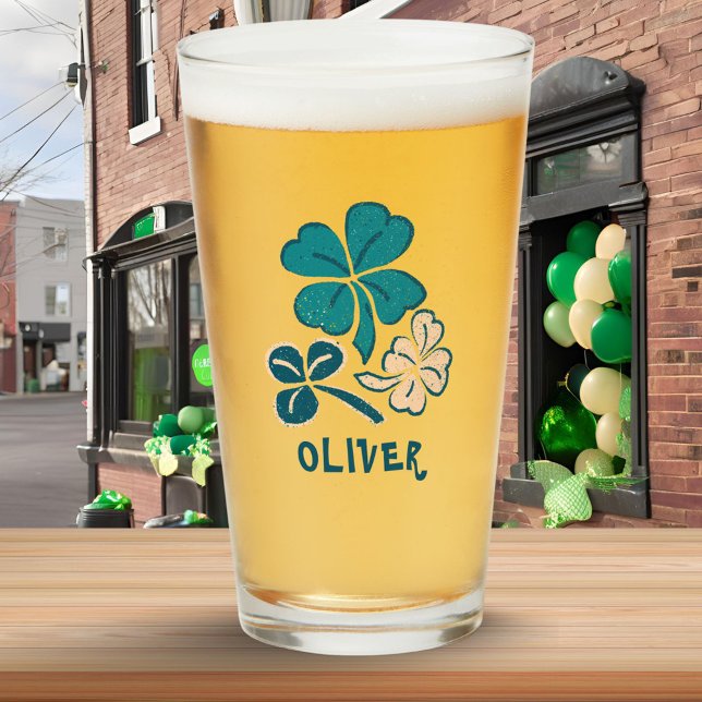 Irish Green Shamrock Clover Personalized  Glass (Creator Uploaded)