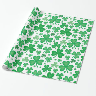 Irish Green Shamrock Pattern Wrapping Paper