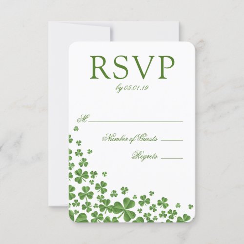 Irish Green Shamrock Wedding RSVP