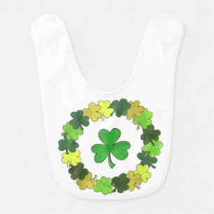 Irish Green Shamrock Wreath St. Patrick's Day Luck Bib