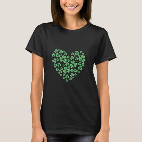 Irish Green Shamrocks Heart St Patrick Day  T_Shirt