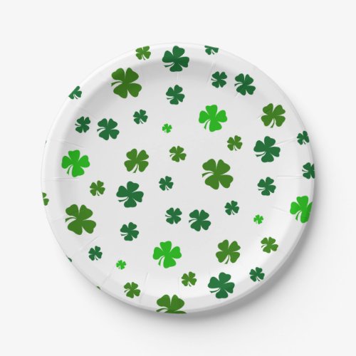 Irish Green Shamrocks St Patricks Day Party Plate