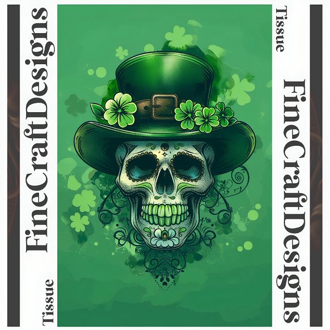Irish Green Skull Flowers Hat Decoupage R 141 Tissue Paper (Creator Uploaded)