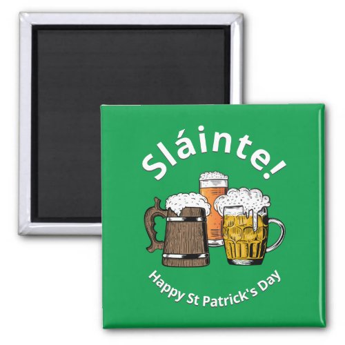 Irish Green Slinte Cartoon Beers St Patricks Day Magnet