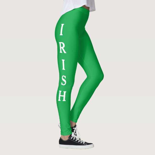 Irish Green St. Patricks Day White 4Erin Leggings (Right)