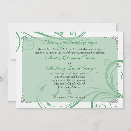 Irish Green White Celtic Wedding Invitation