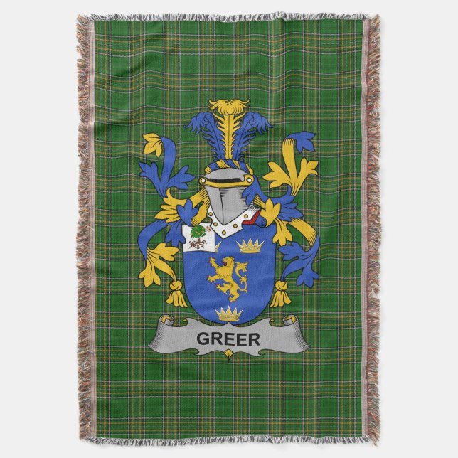  Irish Greer Coat of Arms Family Crest Ireland Throw Blanket (Front Vertical)
