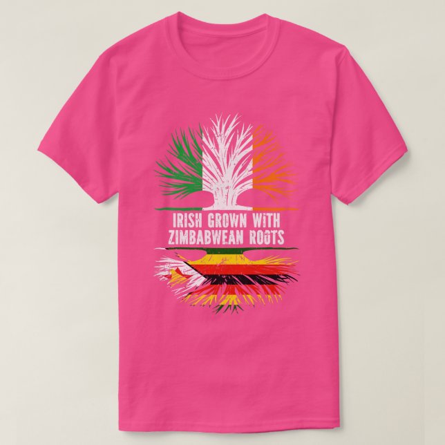 Irish Grown With Zimbabwean Roots Ireland Flag T-Shirt (Design Front)